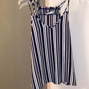 Blue and white flowy tank top